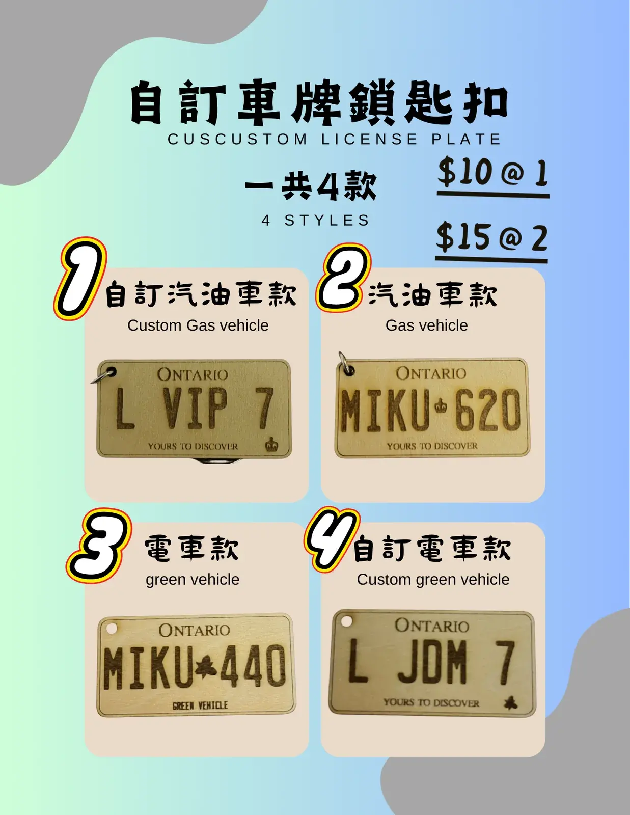 自訂車牌鎖匙扣